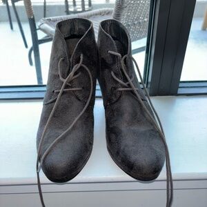 Grey Faux Suede Wedge Heels